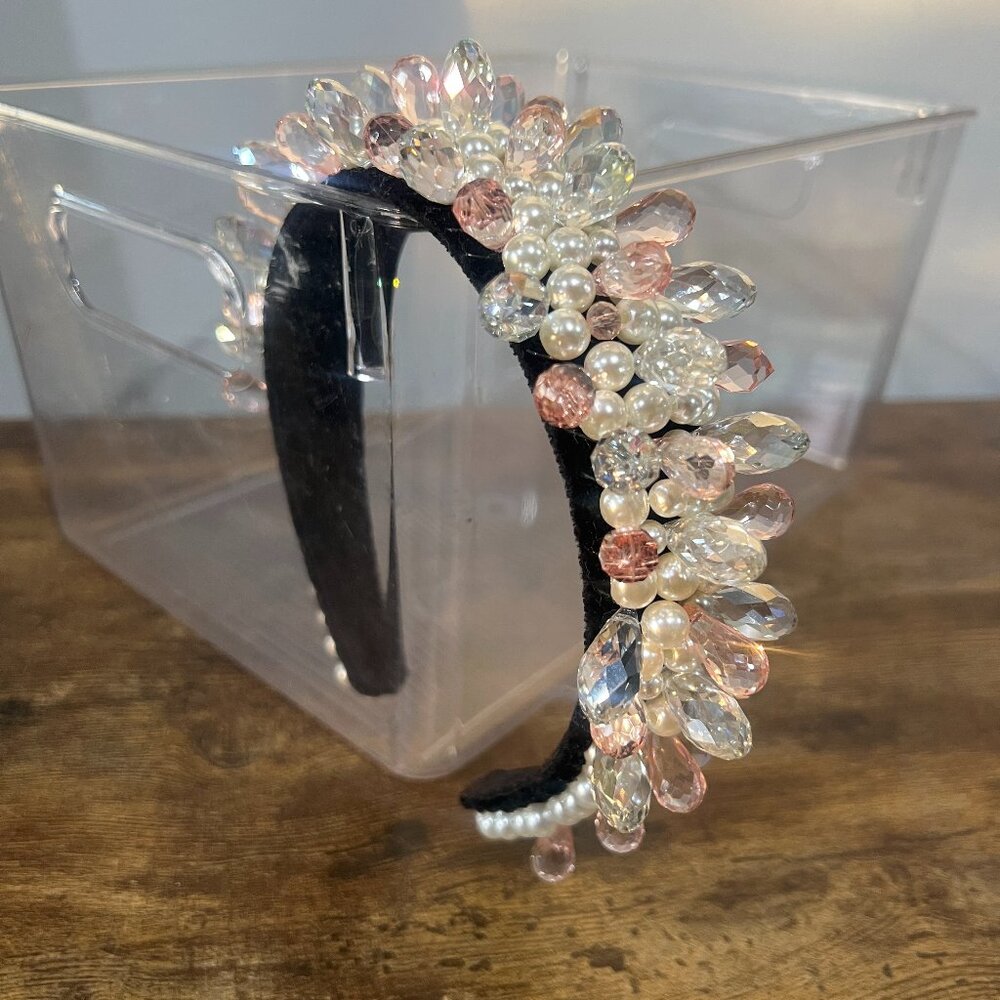 Multi Jewel White and Pink Headband for a queen